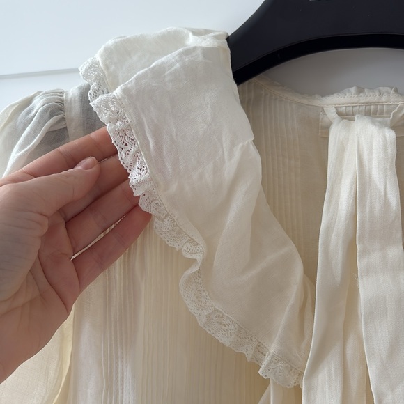 DÔEN Piper Belted Ruffled Ramie Mini Dress — Ivory | Size S | Perfect Condition - Picture 6 of 11